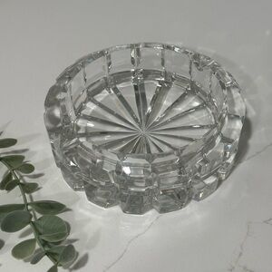 Heavy Vintage Crystal Clear Glass Ashtray Bottle Coaster 5" Diameter Art Glass